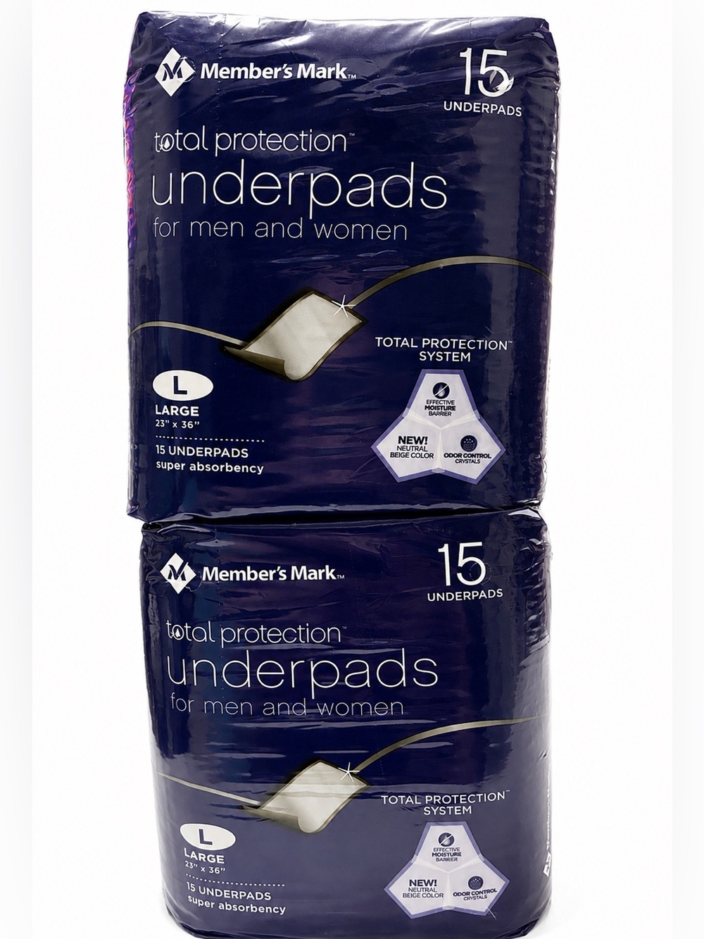 Member's Mark Total Protection Underpads Large 23" x 36" (2 Pack Lot) - 30 Total